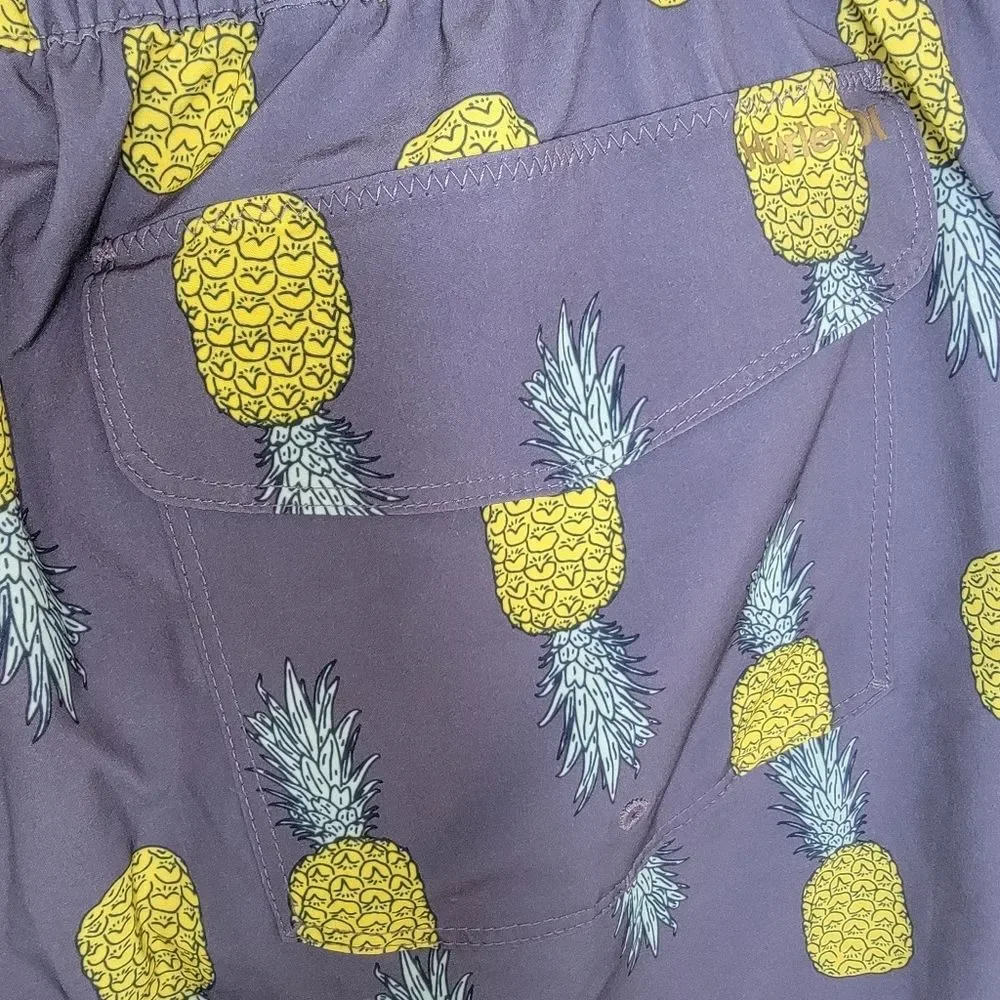 Hurley Men's pineapple swim trunks shorts size XL